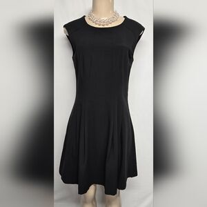 Esprit 6 Classic Black Dress Fit And Flare Sleeveless Zipper Back Pleats Lined